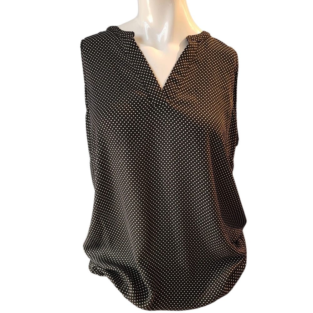 Black and White Polka Dot Sleeveless Top